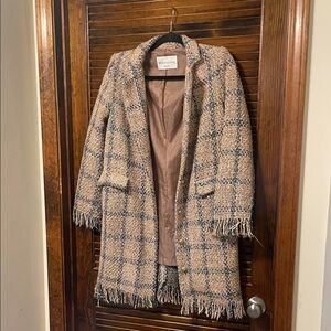 Grasshopper Tan & Blue Tweed Blazer Coat
